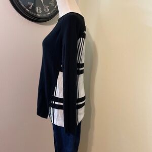 Teaberry & Weave XS Black Trapeze Cotton Sweater Color Block Black